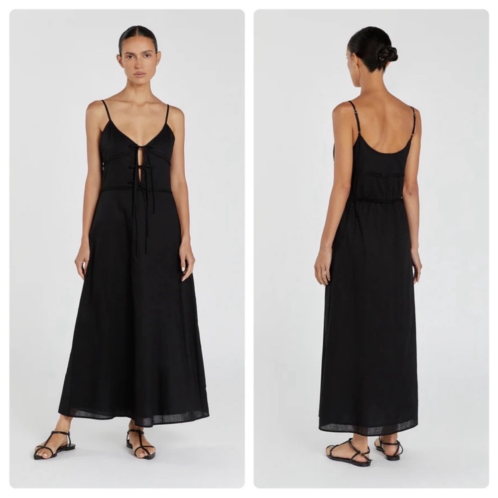 DISSH Mimi Black Linen Blend Midi Dress